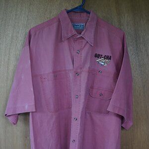 Vintage Bimini Bay Got-Cha Lure Men's Large Embroidered Button-Down Shirt 89870